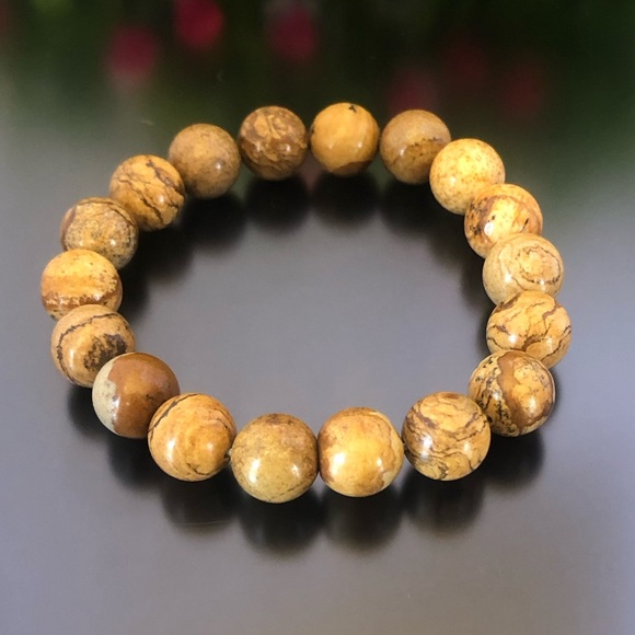 Picture Jasper 10mm Natural Stone Beads Stretchable Bracelet - Picture 2 of 2